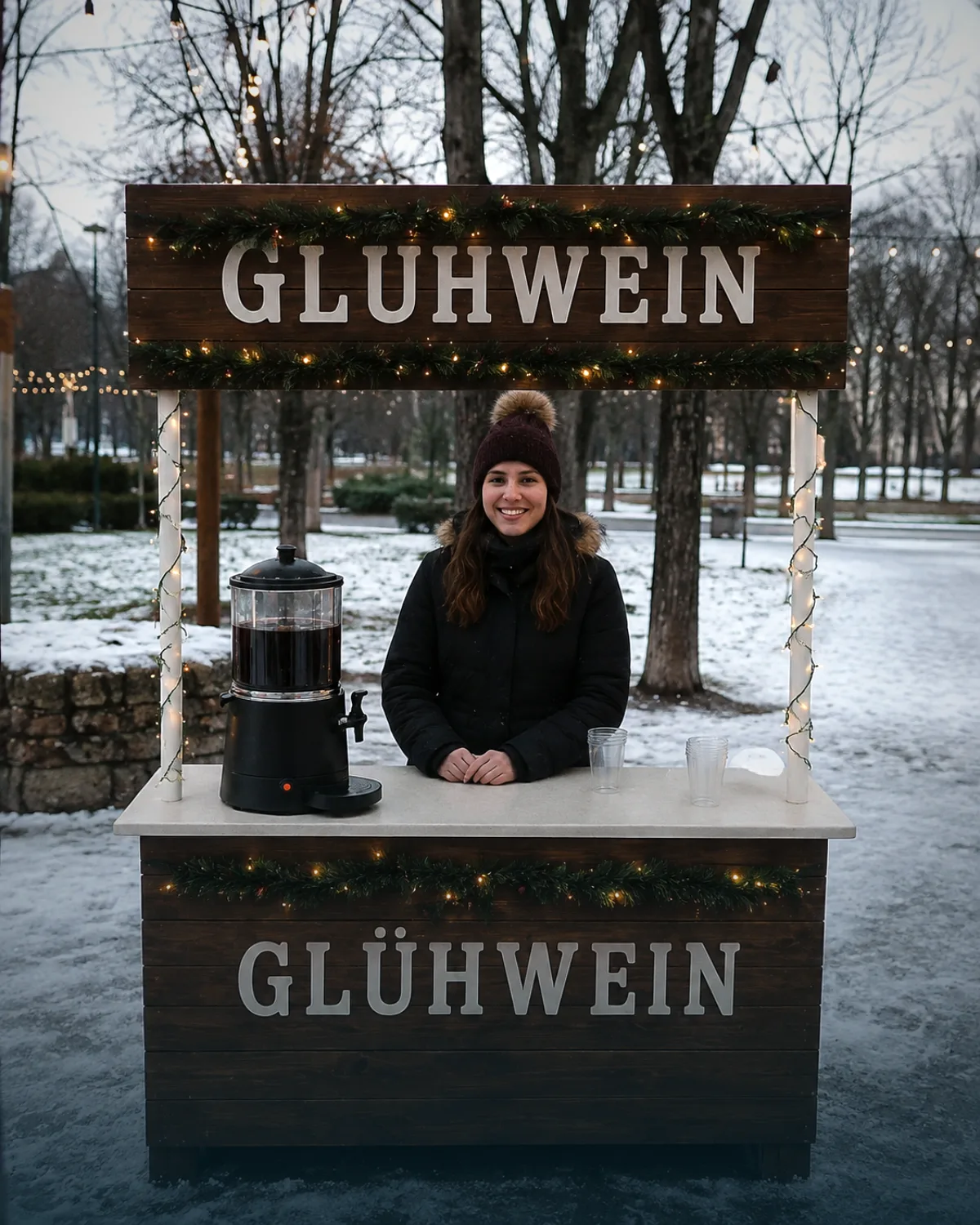 Puesto de Glühwein en el mercado de Navidad