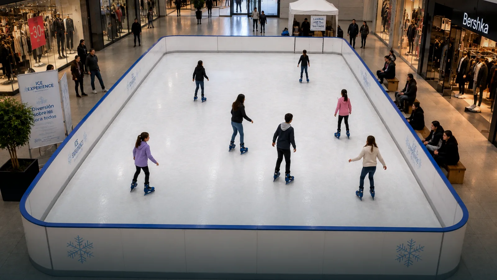 Pista de hielo sintético de 200 m² iluminada