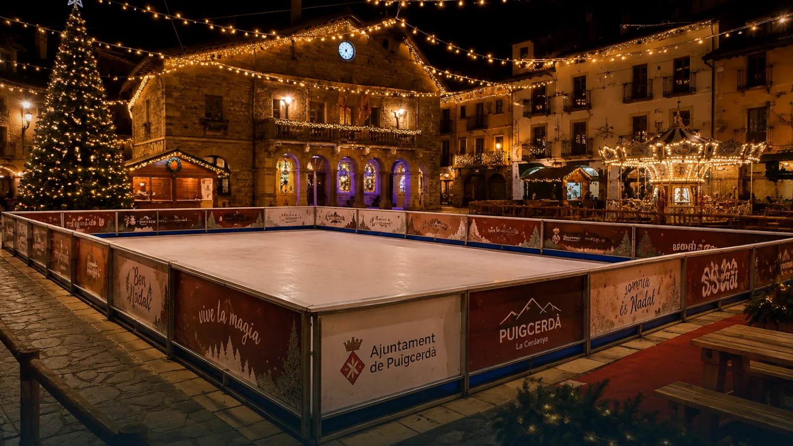 Instalación en la plaza del ayuntamiento de Puigcerdà